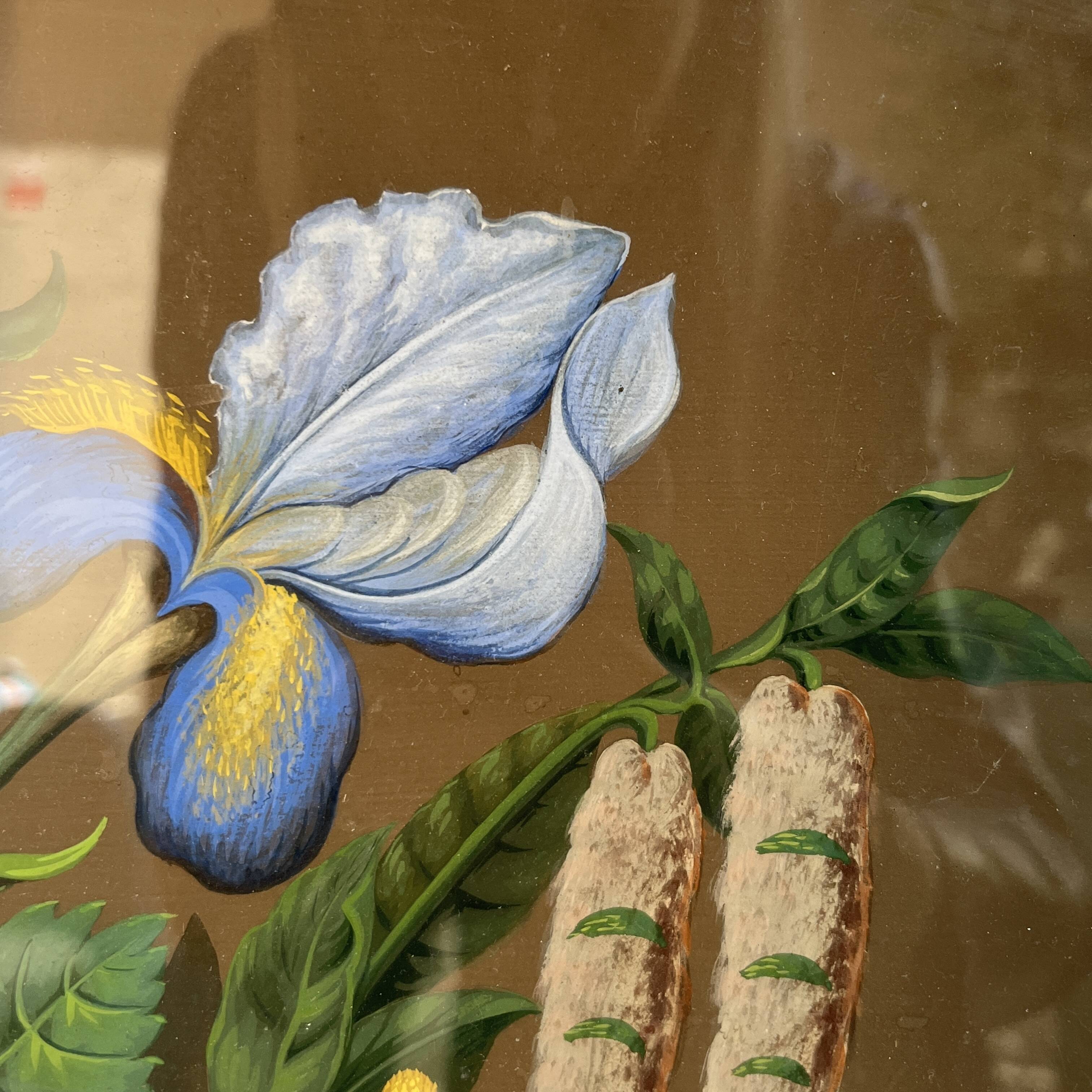 “Bouquet of flowers” still life painting in Neo Classical style, gouache on paper, ca 1830