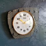 Vintage clock asymmetrical silent wall clock "Maty golden black"