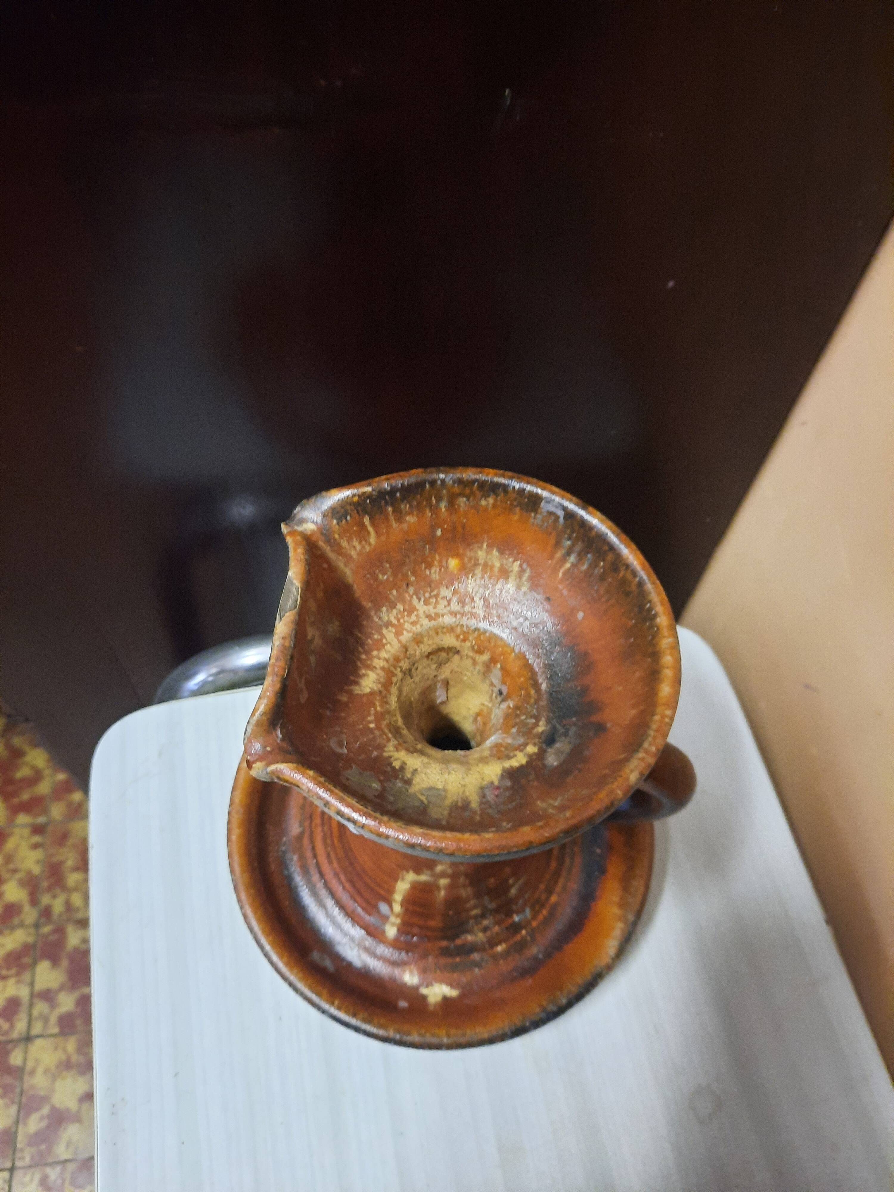 Vintage stoneware candle holder