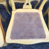 6 yellow canned chairs