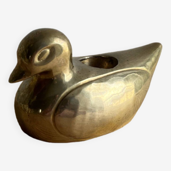 Brass duck candle holder