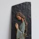 Religious slate wall plaque - hand-painted carved wood overprint - 1970