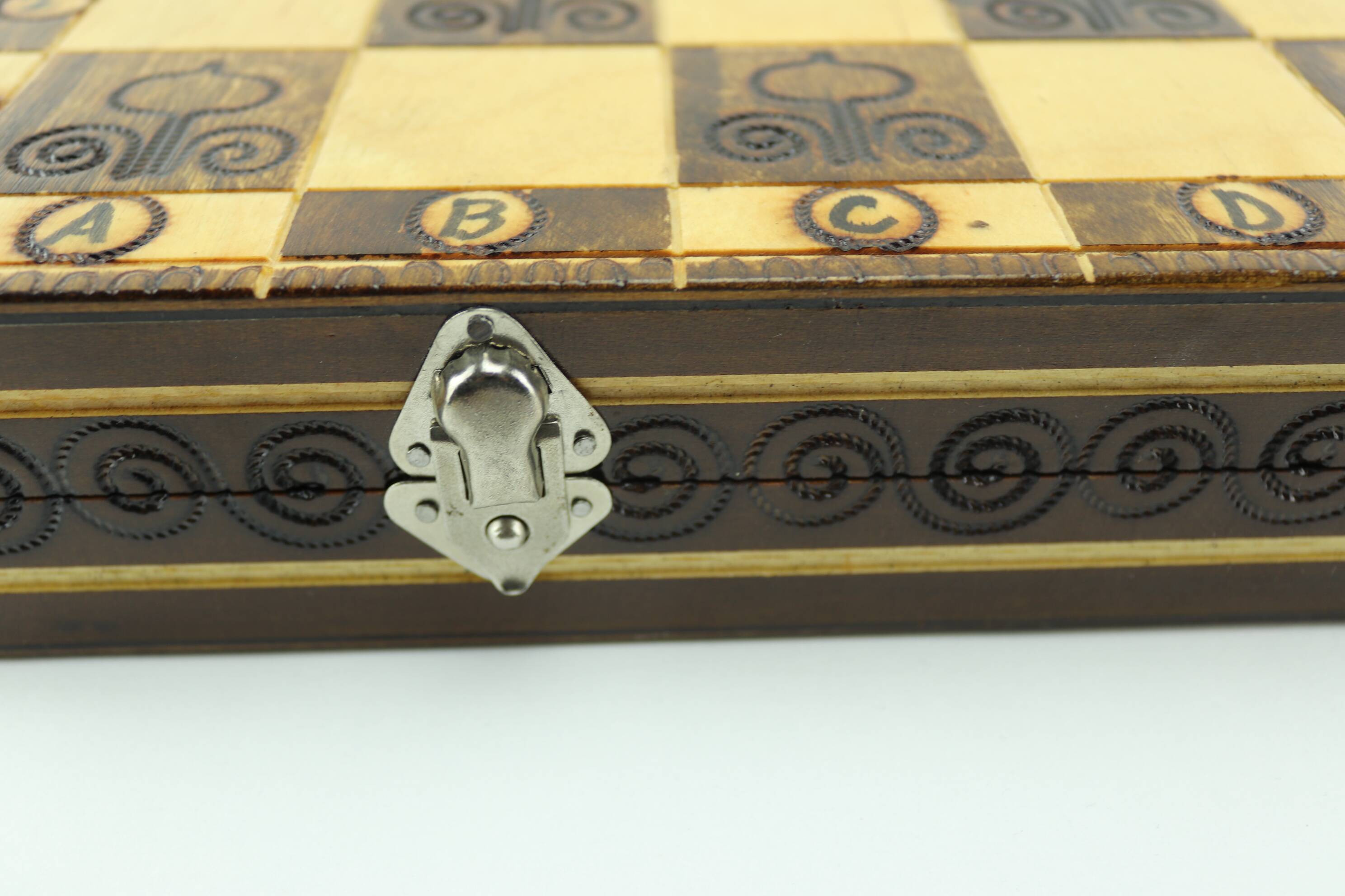 Vintage handcrafted folding chess set