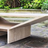 Travertine coffee table - 70s - brutalist and minimalist - Italy