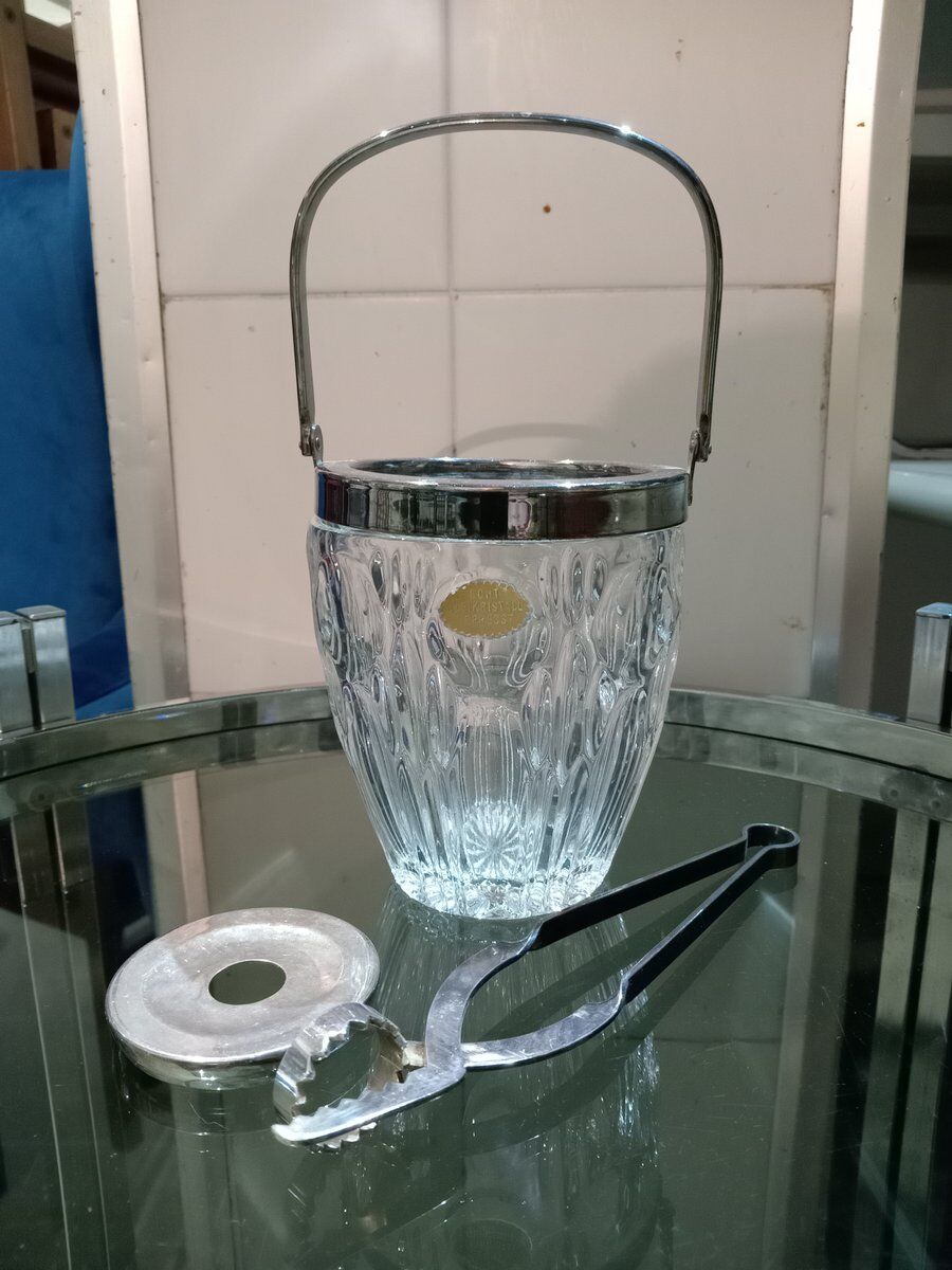Sheffield crystal ice bucket, 1960s