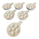 Série 6 Assiettes Poêlons 6 Escargots Céramique Blanche Vintage #D854