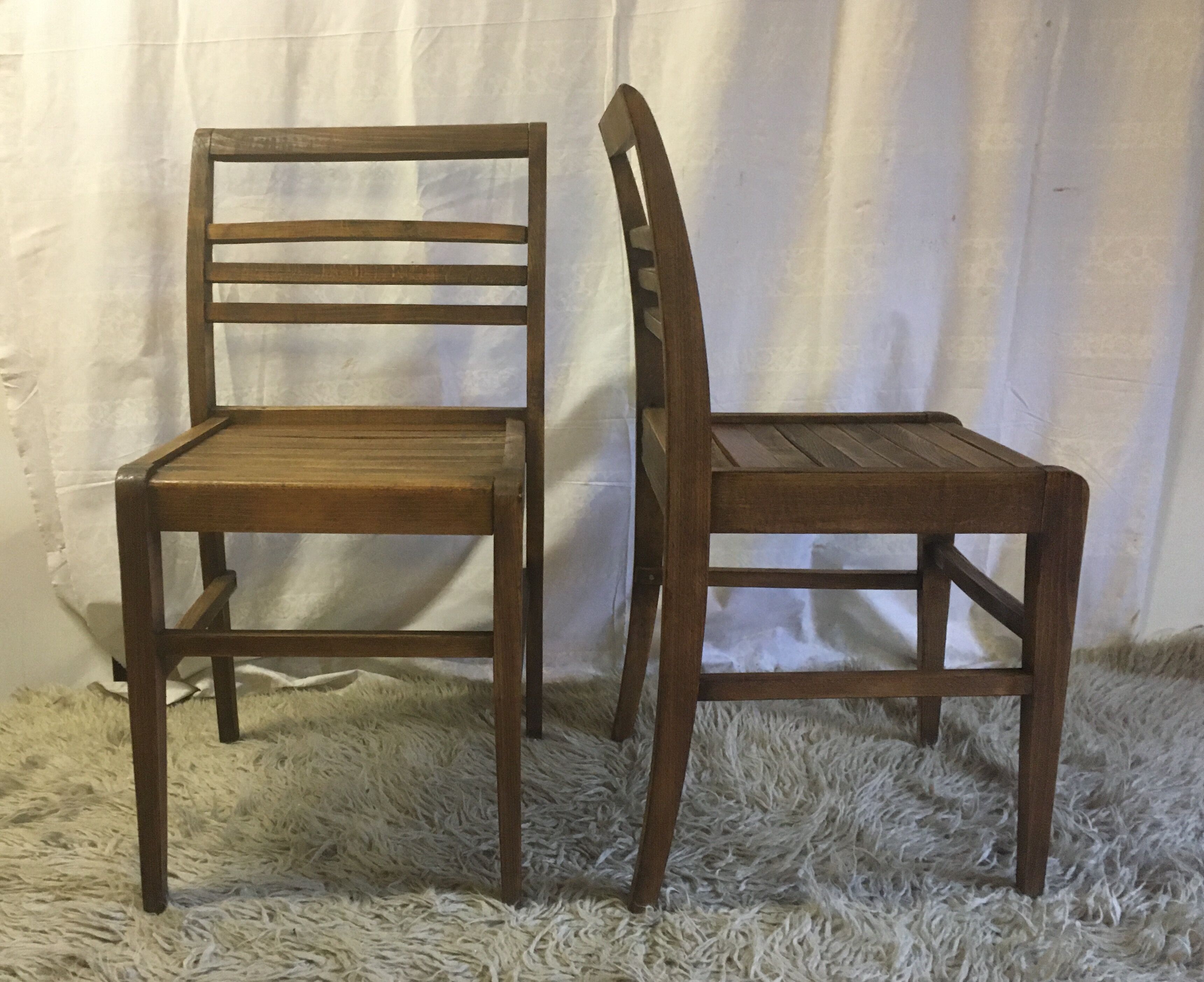 Series of 4 solid wooden chairs by René Gabriel 40/50