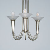 Art Deco chandelier circa 1930 in metal and glass