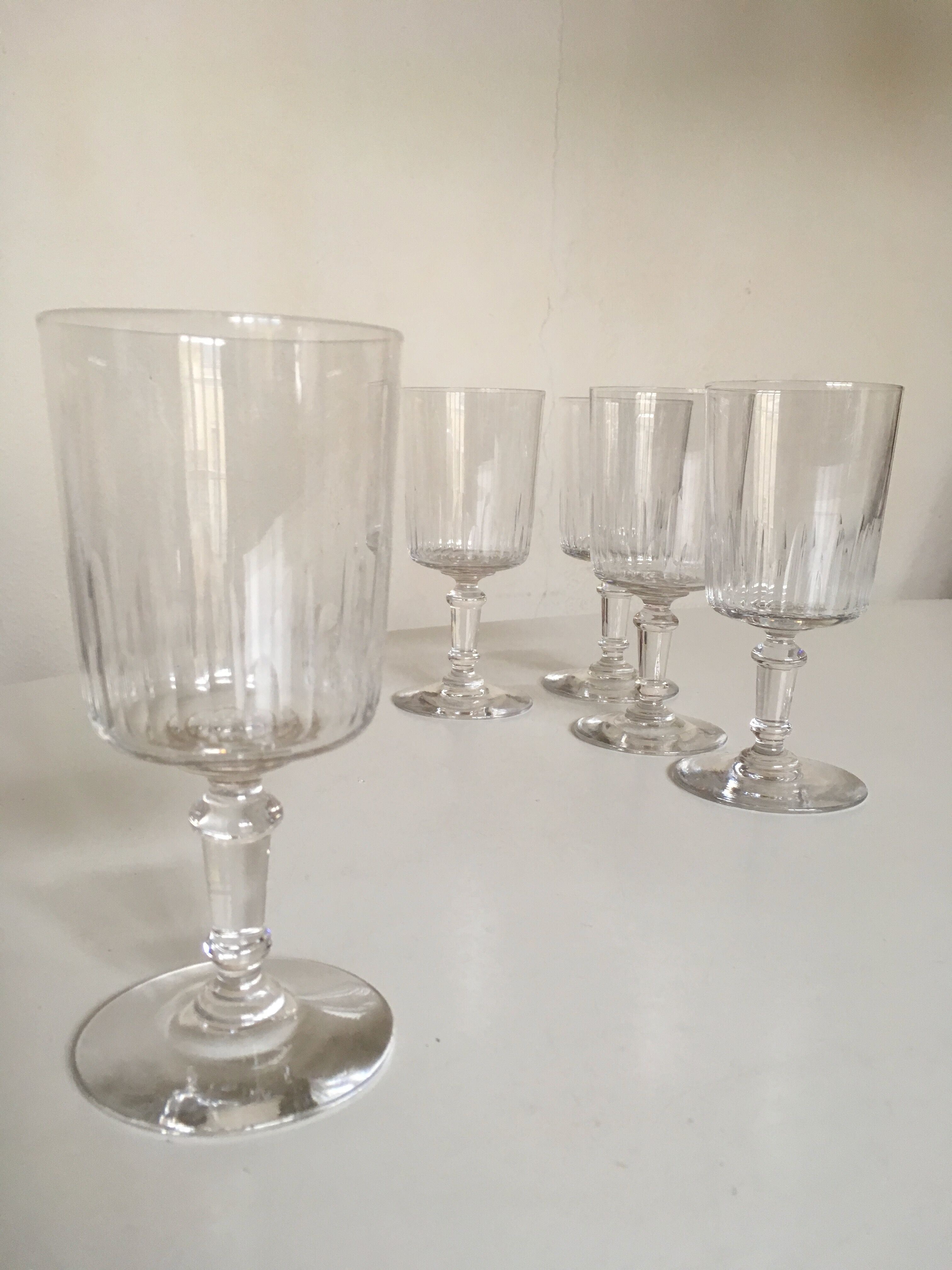 series of 5 early 20th crystal water glasses