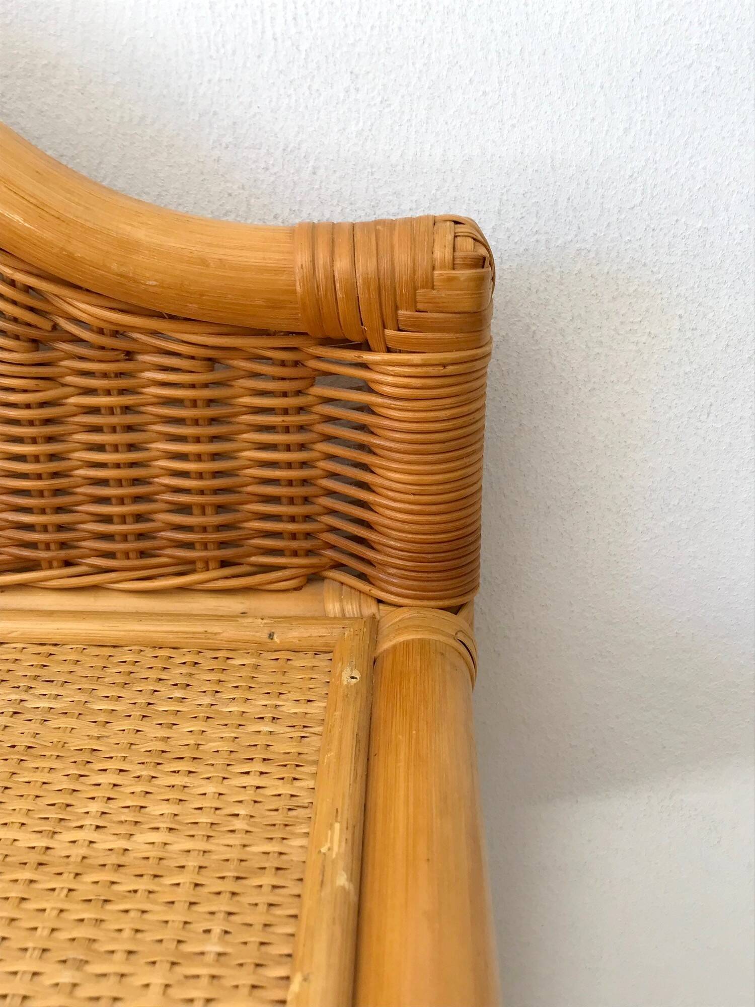 Vintage 80s rattan bedside table