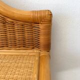 Vintage 80s rattan bedside table