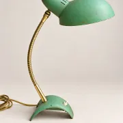 Vintage desk lamp from the 1950s-1960s – Aqua green metal and brass – Neck