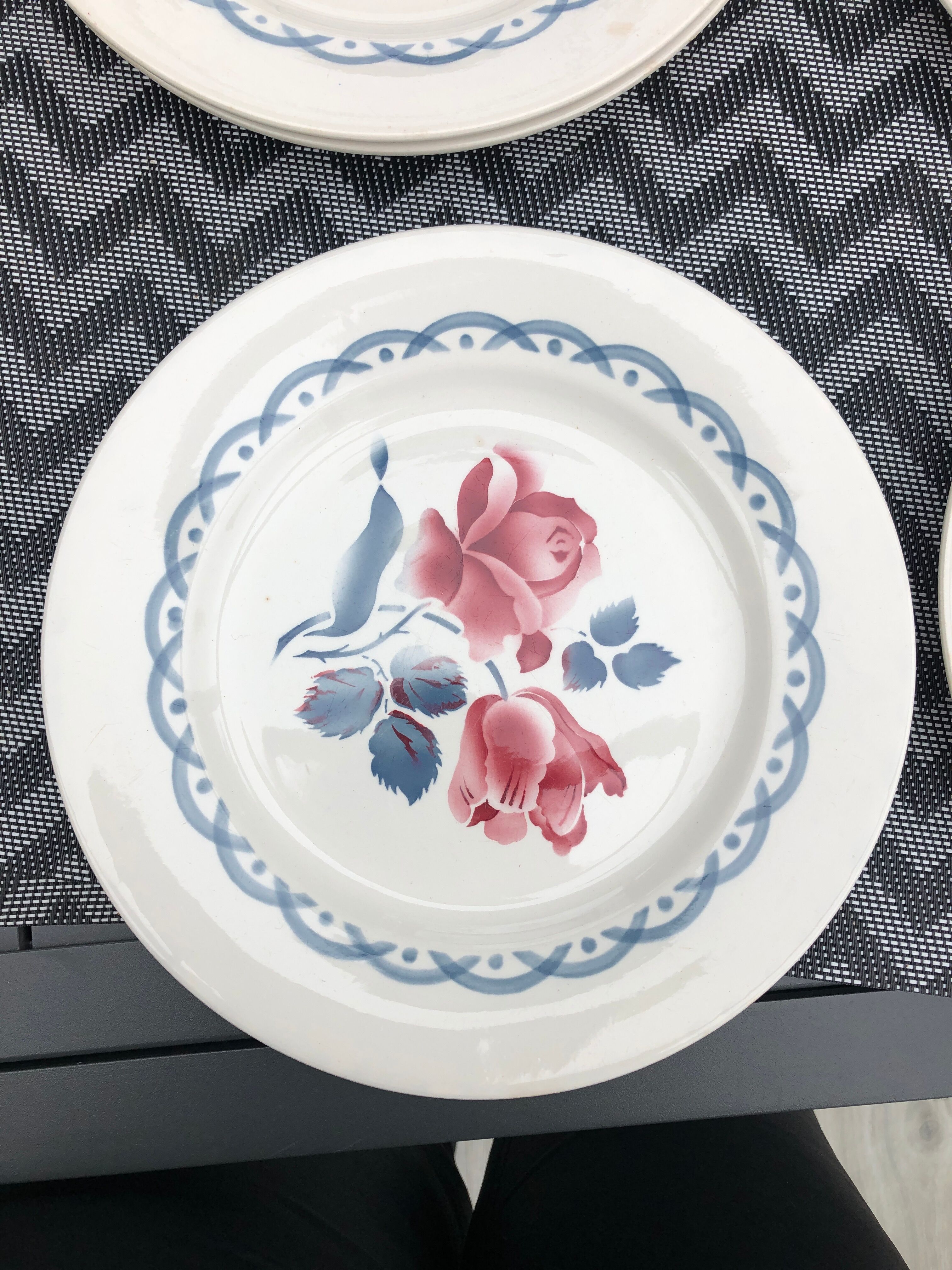 Set of 5 flat plates sarreguemines digoin cannes
