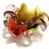 Grand cendrier/vide-poche en verre de Murano polychrome, attribué à Toso, Italie