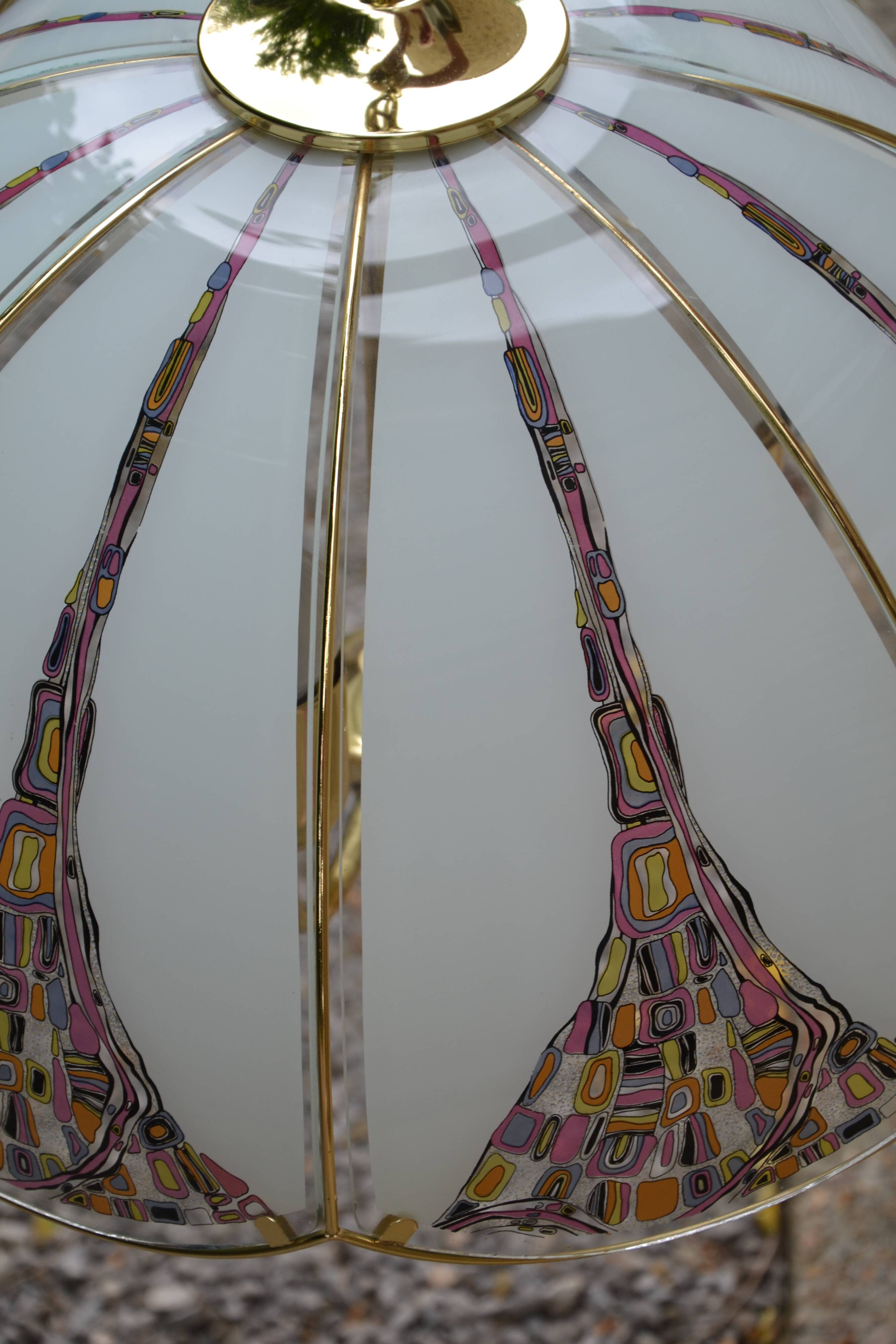 Suspension/lustre verre et laiton des années 80