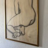 Grand tableau nu fusain André Jaoul