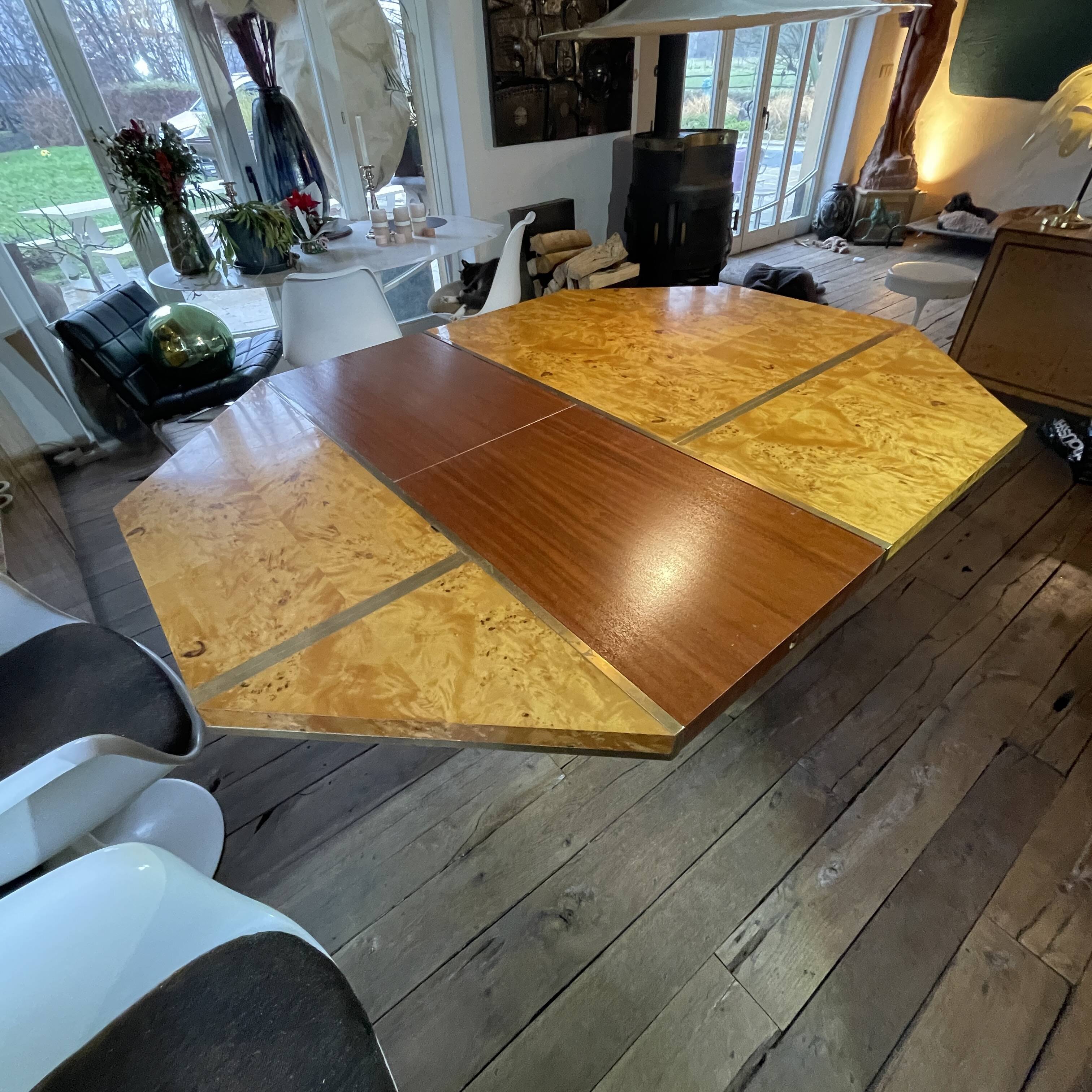 JEAN-CLAUDE MAHEY, Hollywood Regency dining table, extension leaves included.