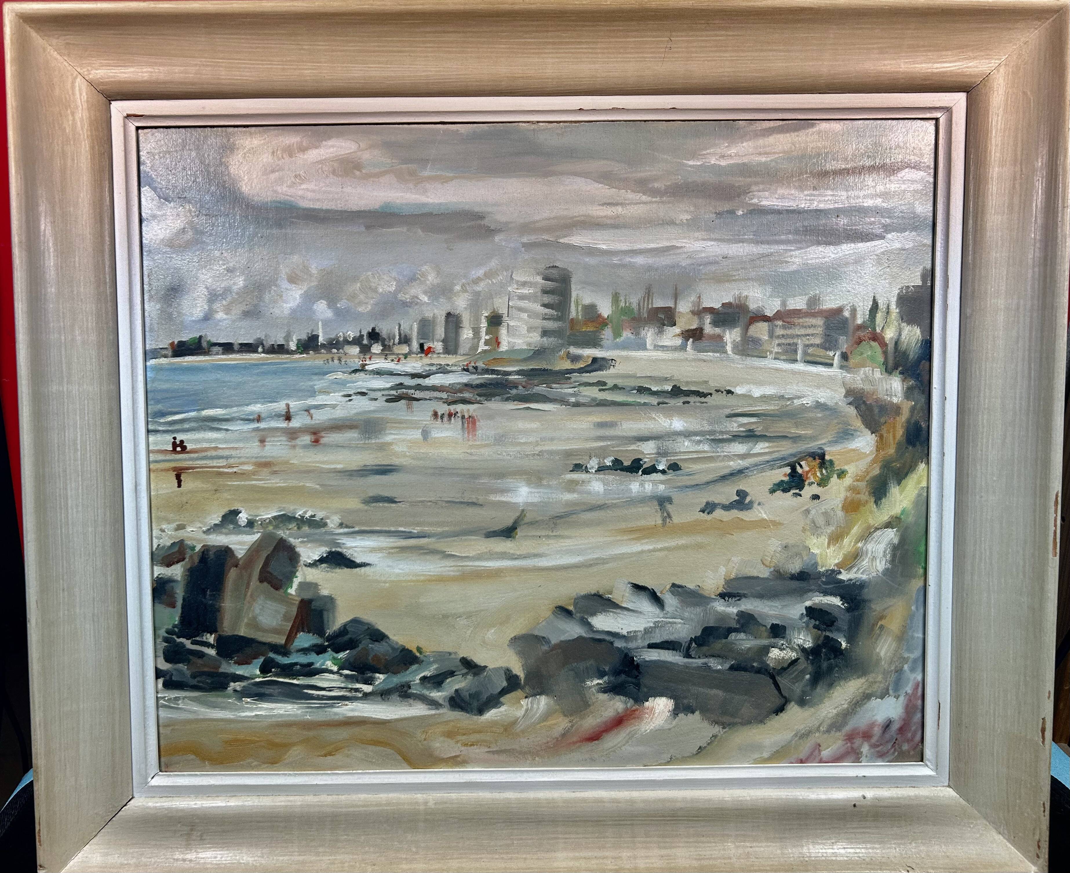 oil on cardboard panel, Beach of La Tranche sur Mer (M. Rimbaud?)