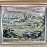 oil on cardboard panel, Beach of La Tranche sur Mer (M. Rimbaud?)