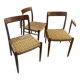 Set of 4 teak and rope chairs from the 60s
