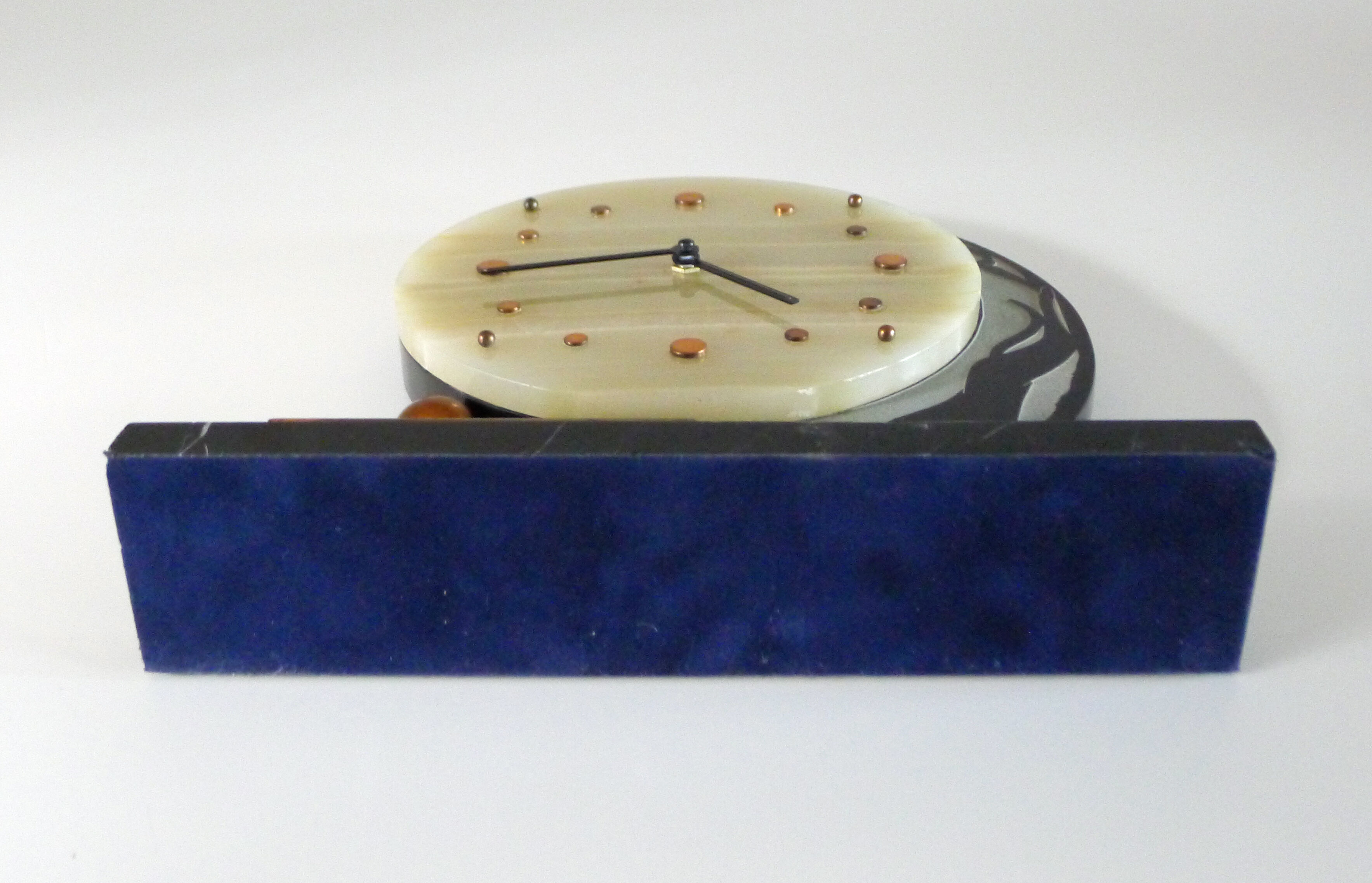 Art deco clock greyhound, marble and copper