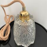 Vintage tulip pendant lamp in molded glass
