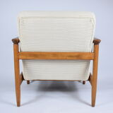 Original scandinavian armchair, renovated, 1960s, teak, beige Cord