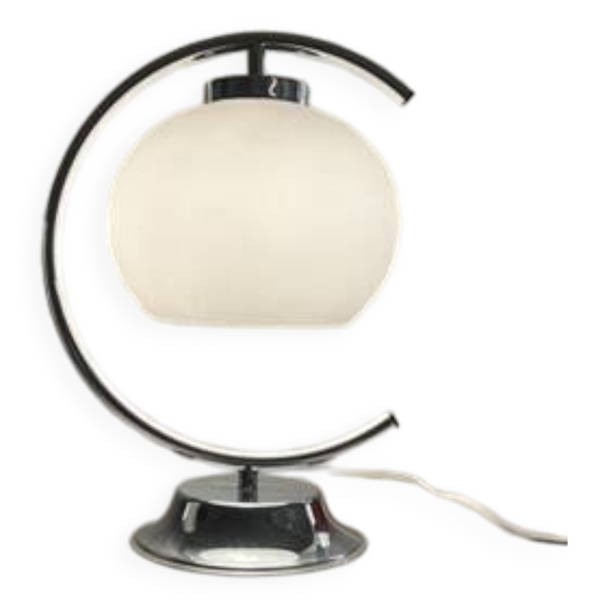Glass and metal designer lamp