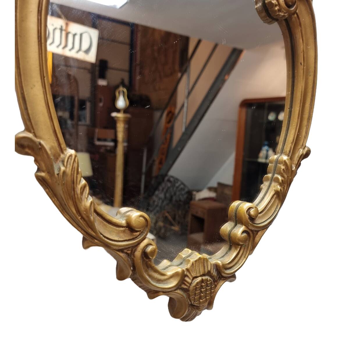 Miroir à crête de style rococo vintage, années 1960/70