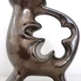 Bicolour zoomorphic ceramic candlestick from the 1950s, vintage.