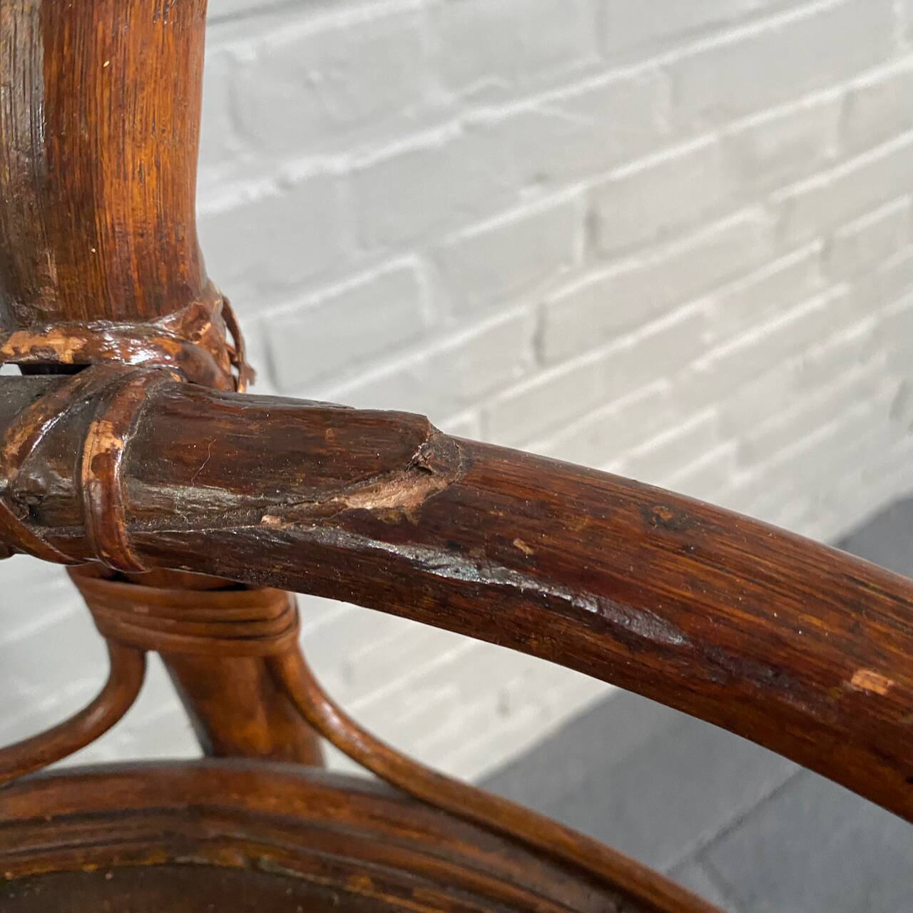 Round bamboo & rattan bar cart - italy 1960's