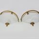 Large pair of half-moon wall lights in brass and glass maison zonca