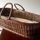Large woven wicker bassinet