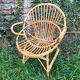 Fauteuil coquille rotin et bambou vintage des années 60
