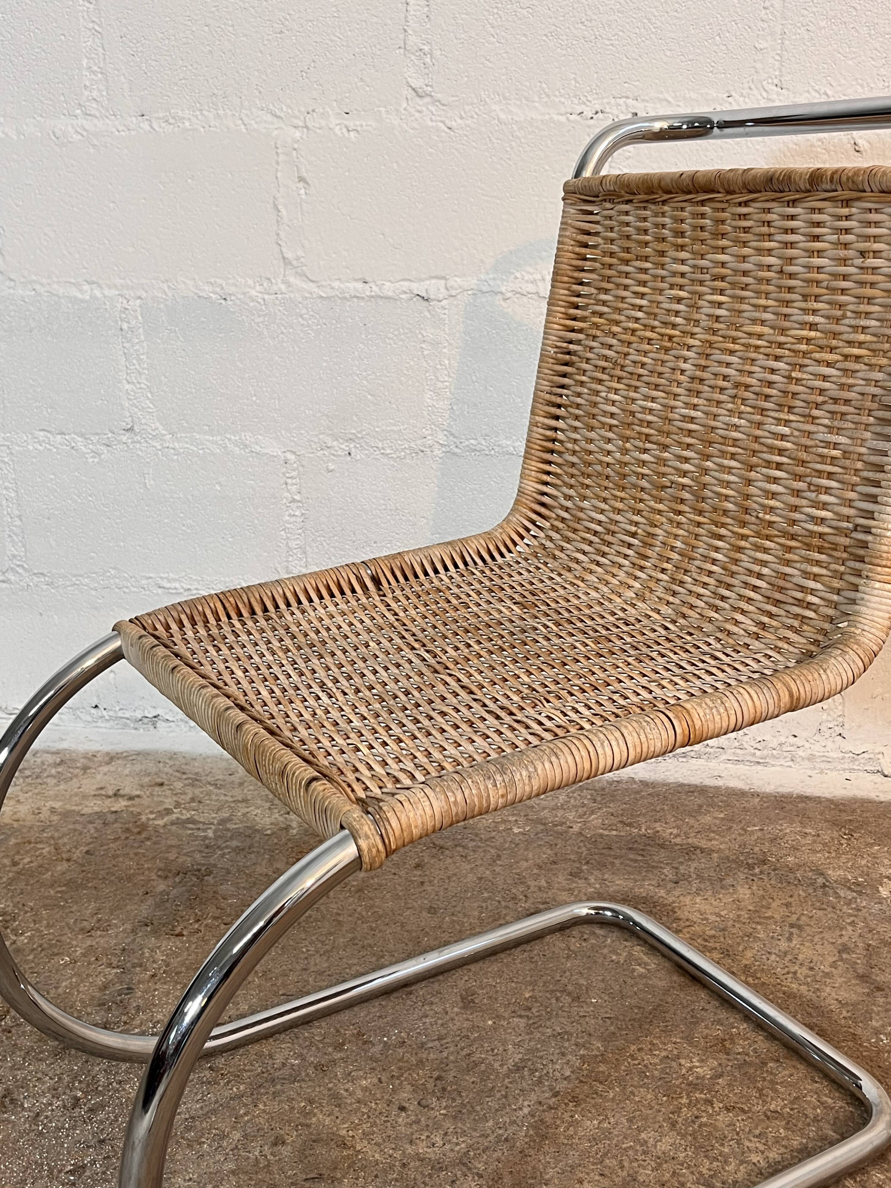 Set of 4 mr10 rattan chairs by mies van der rohe