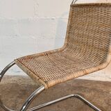 Ensemble de 4 chaises mr10 en rotin de mies van der rohe