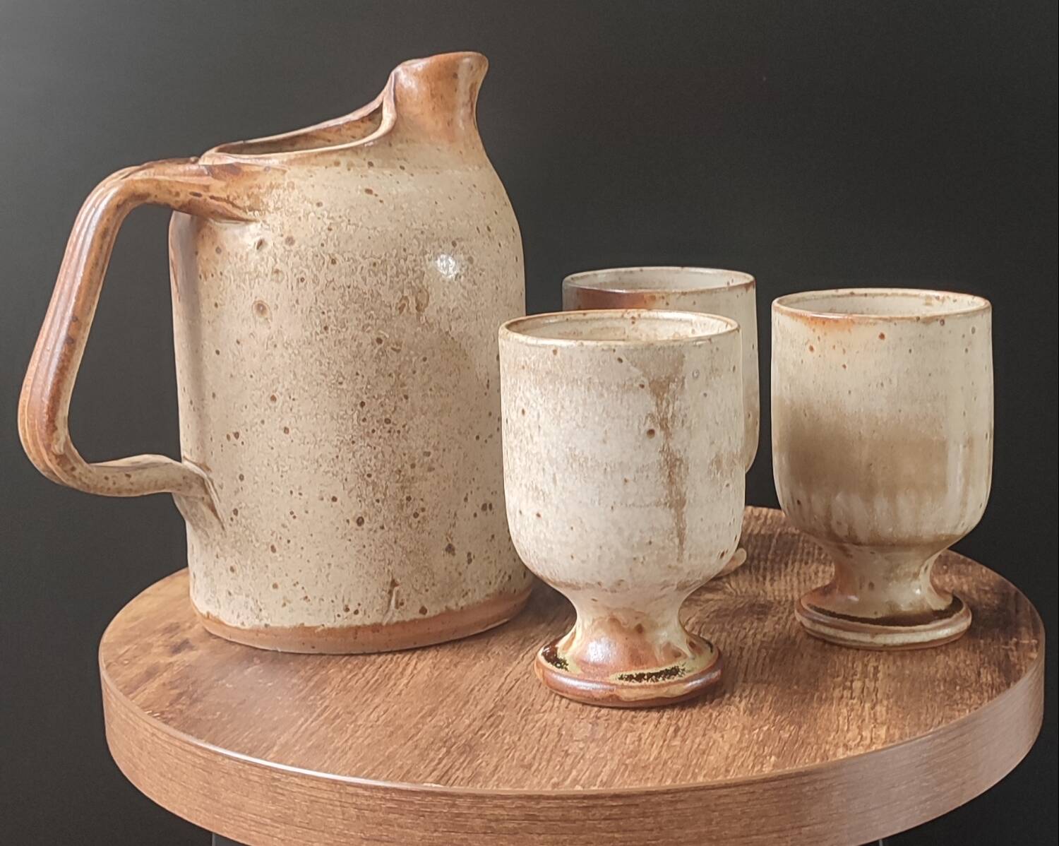 Service trio in pyrite stone Puisaye Jean-Pierre Prud'homme.