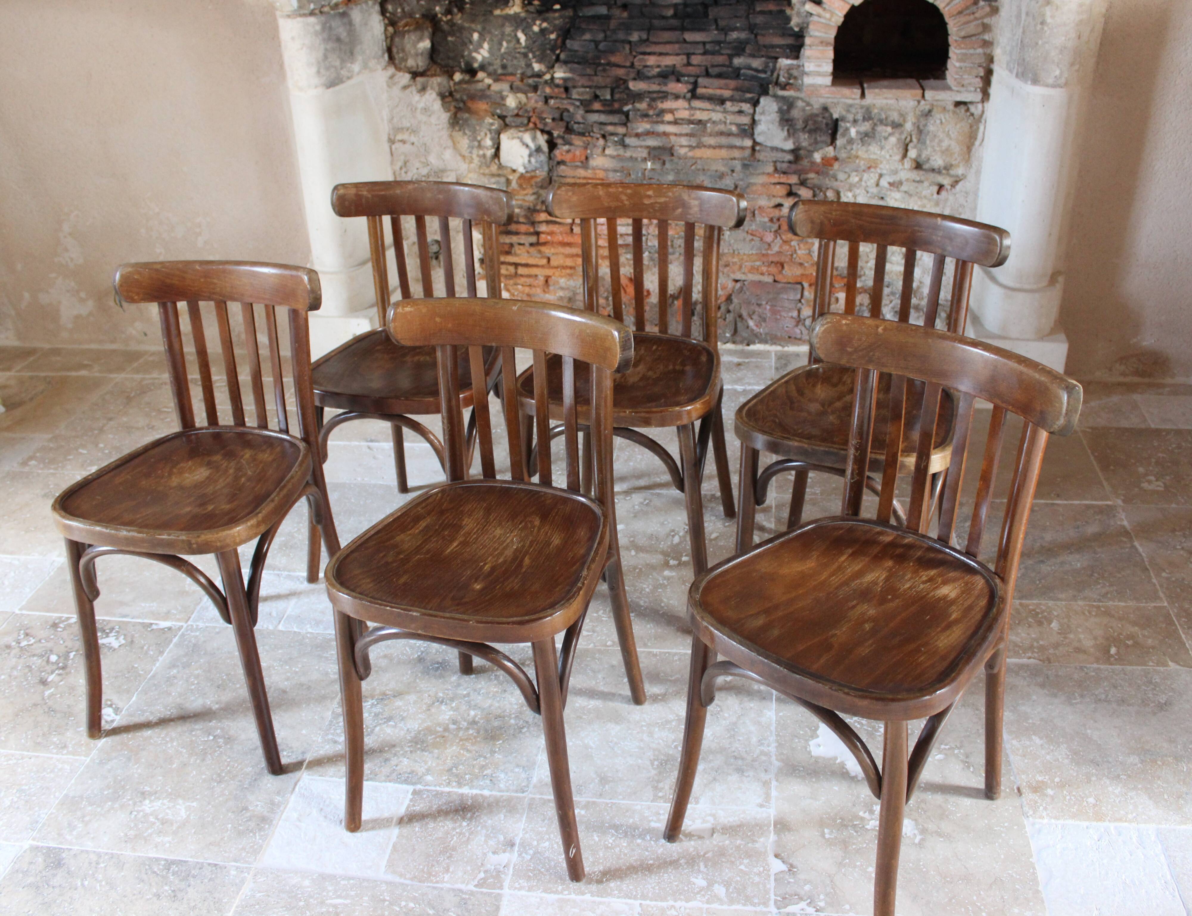 lot de 6 chaises bistrot année 1960