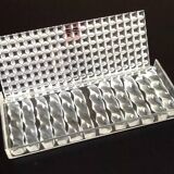 1970s Box of 12 transparent Plexiglas knife holders