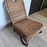 Vintage rattan folding picnic chair