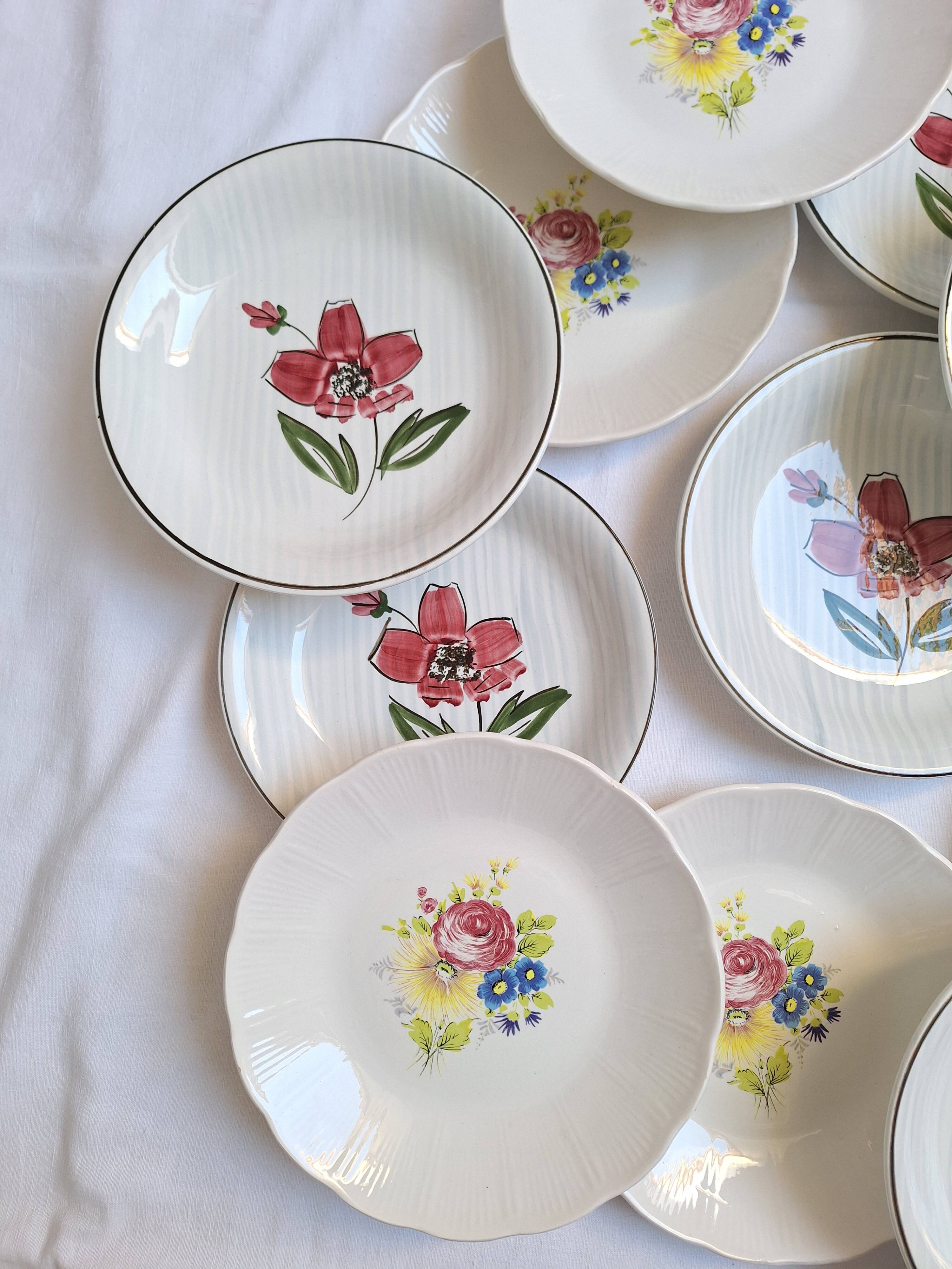 Deep plates / flower salad plates Sarreguemines