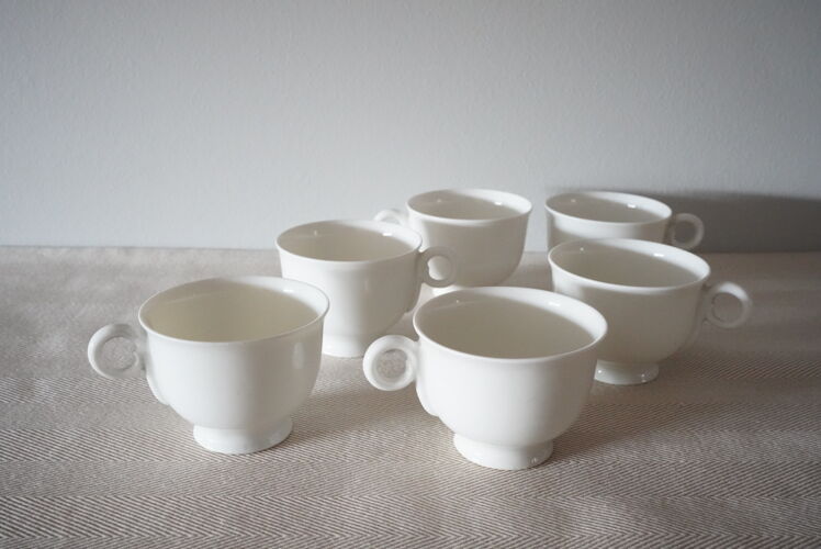 6 tasses à café moka Haviland, en porcelaine, années 1920