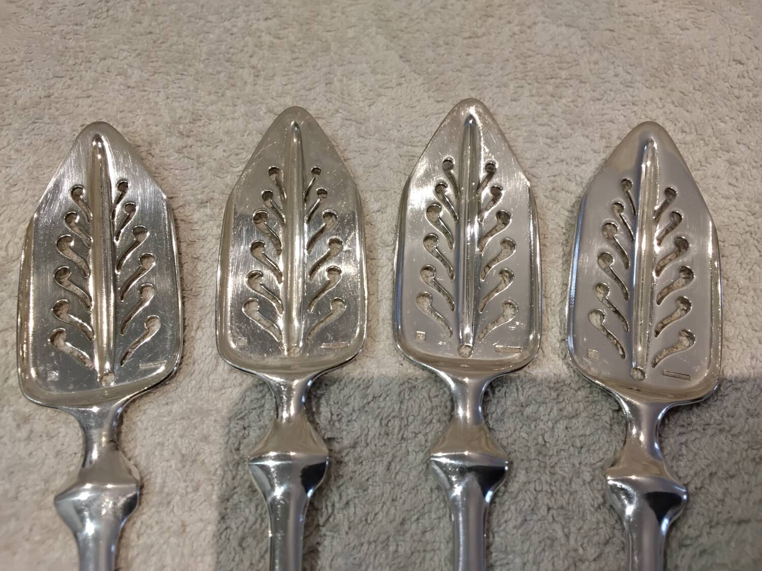 4 silver-plated absinthe spoons by Christofle, 17.5cm