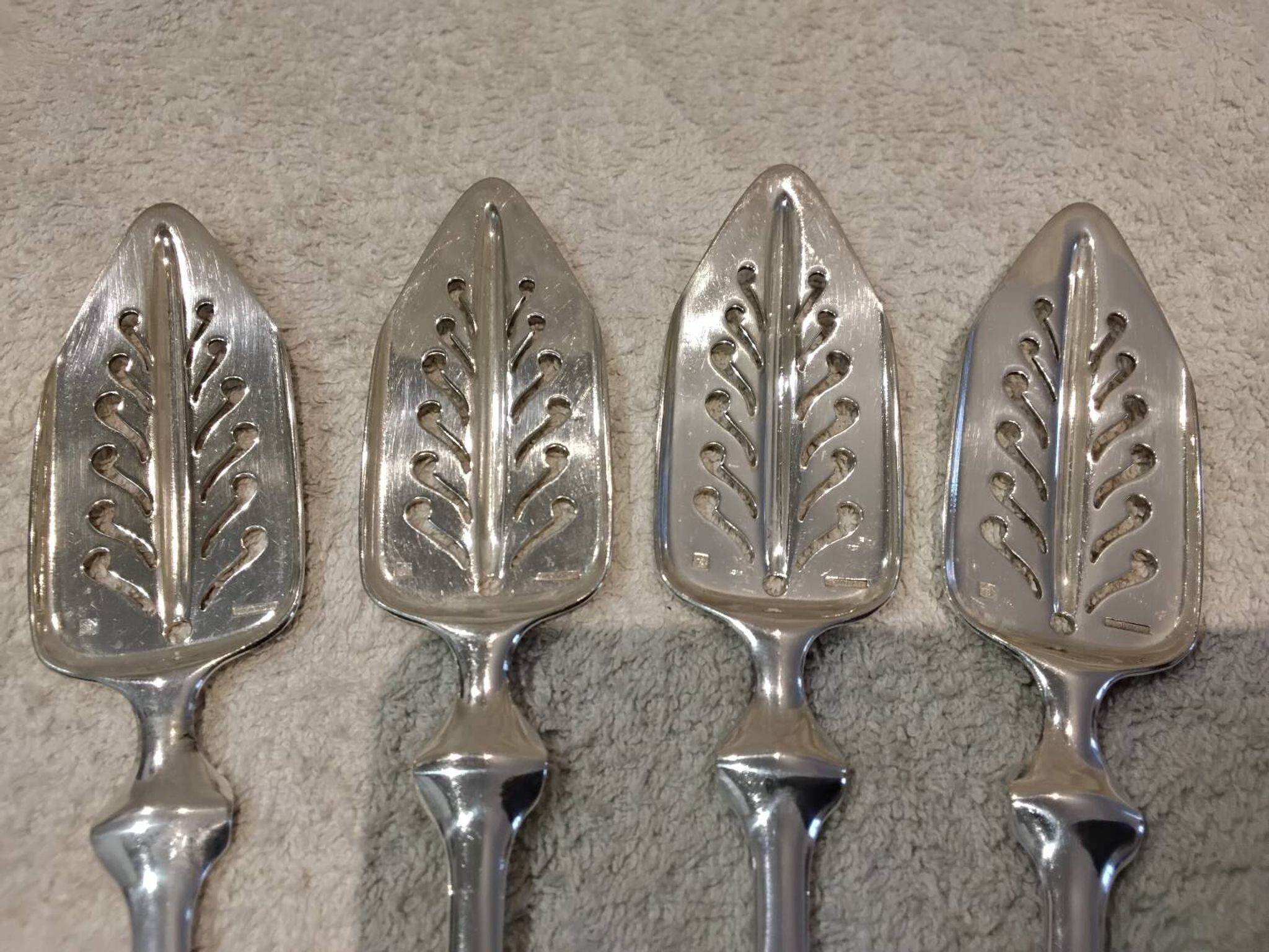 4 silver-plated absinthe spoons by Christofle, 17.5cm