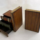 Pair of bookends (& secret boxes) in trompe l'oeil Stacked books