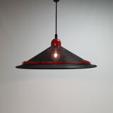 Postmodern black steel and red hanging pendant,1980s