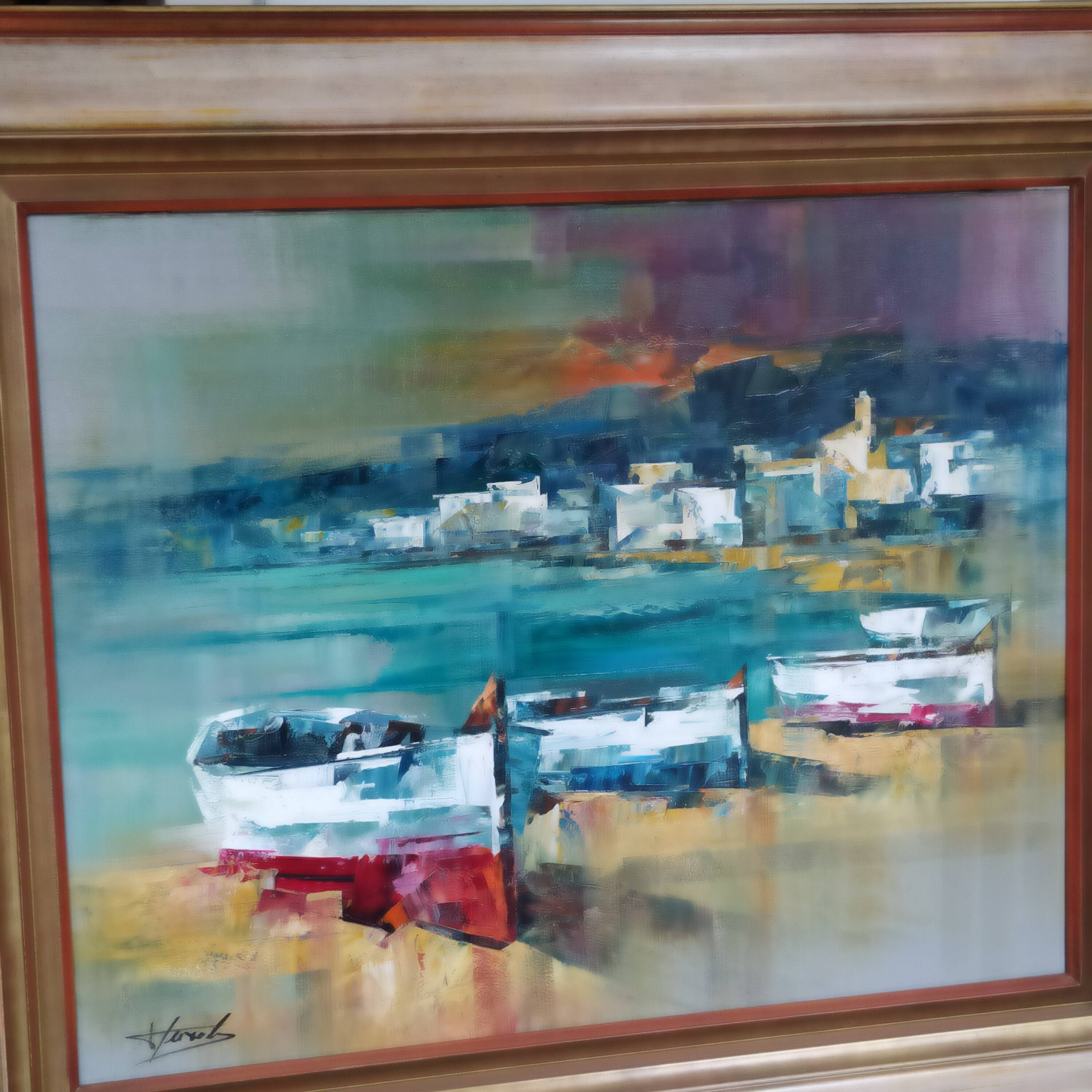 oil signed Josep Teixido Catalan painter Plag de Cadaqes