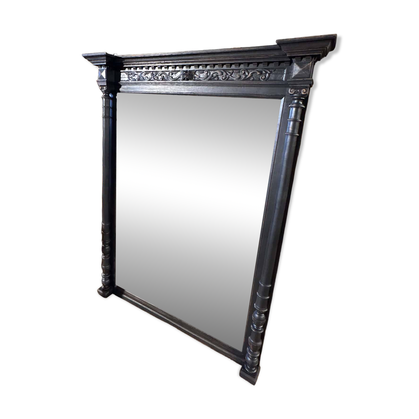 Large antique wooden mirror