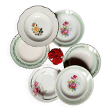 Assiettes creuses anciennes dépareillées en faïence