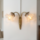 Double bronze wall light with glass tulips Art Deco